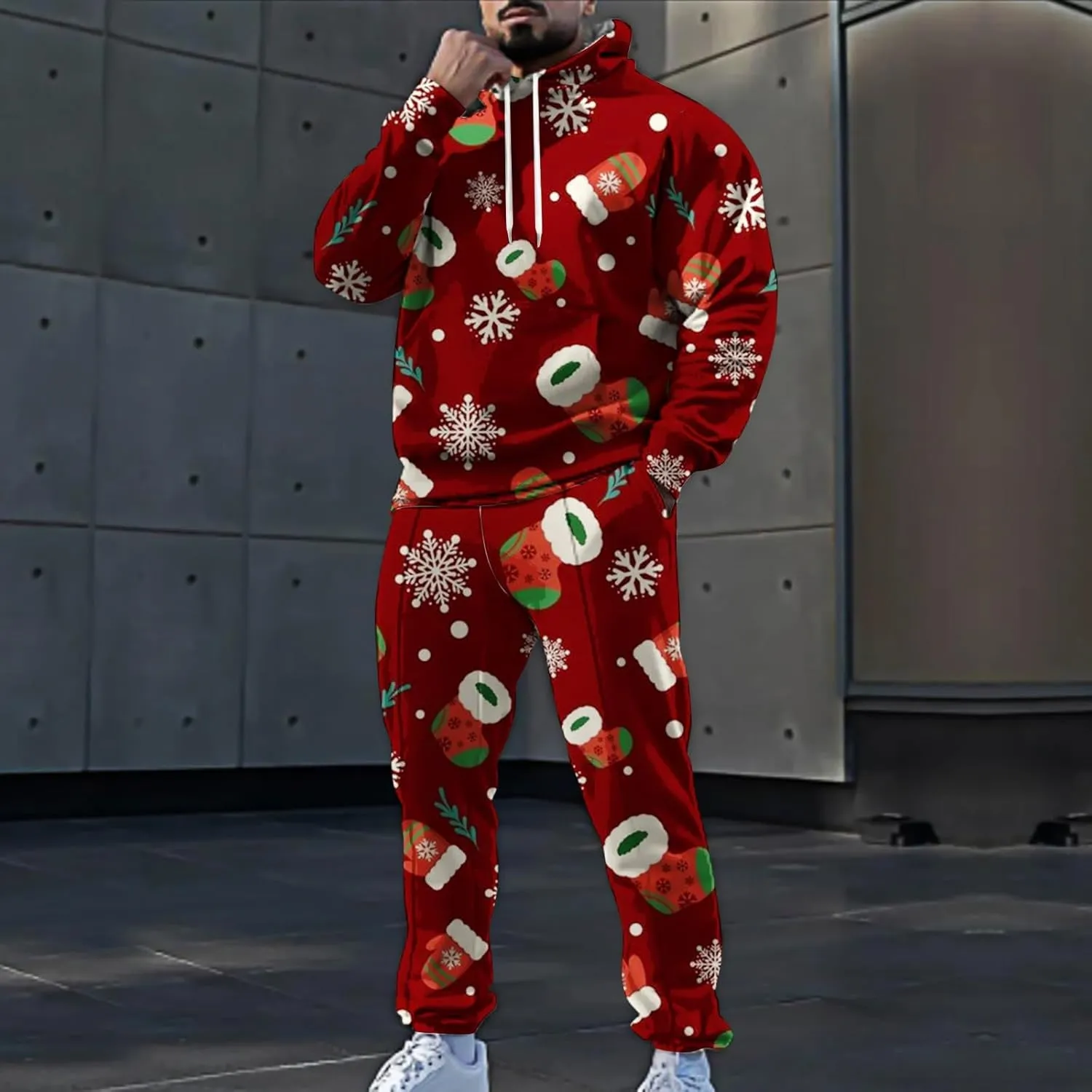 Tech Suit Fashionable Loose and Trendy 3D Printed Long Sleeved Pants Set Casual Athletic Jogging Suits Sweat Set