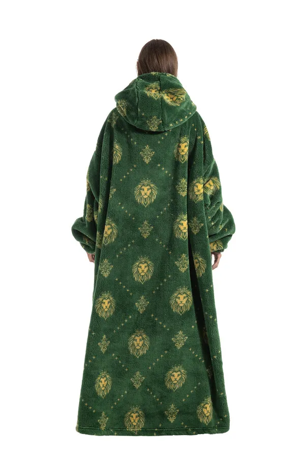 Thick Coral Fleece Blanket with Sleeves and Giant Pocket