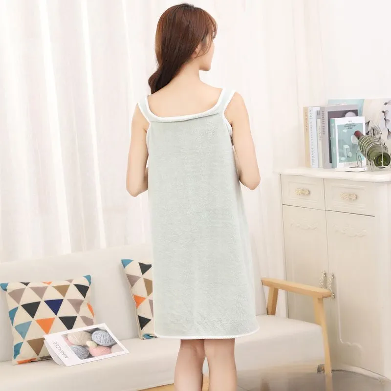 Thickened bath skirt can wear bath towel female adult suspender bath skirt coral fleece soft absorbent household bath skirt