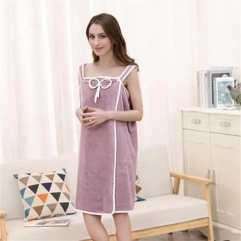 Thickened bath skirt can wear bath towel female adult suspender bath skirt coral fleece soft absorbent household bath skirt