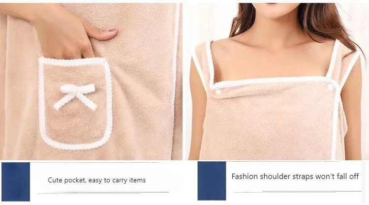 Thickened bath skirt can wear bath towel female adult suspender bath skirt coral fleece soft absorbent household bath skirt
