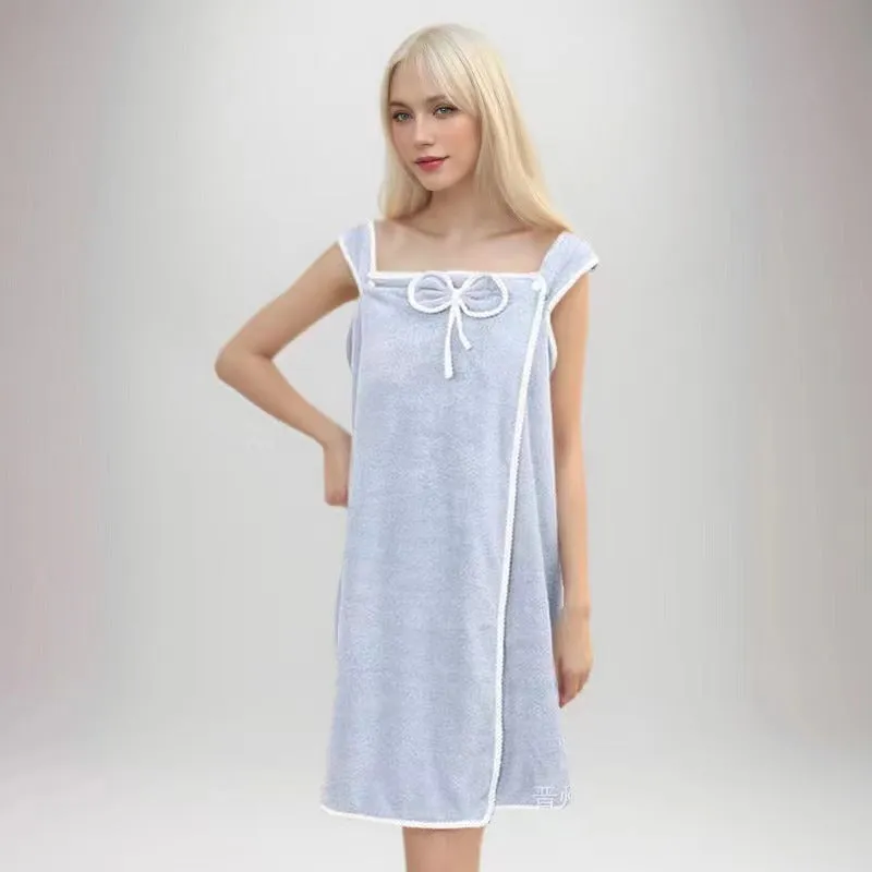 Thickened bath skirt can wear bath towel female adult suspender bath skirt coral fleece soft absorbent household bath skirt