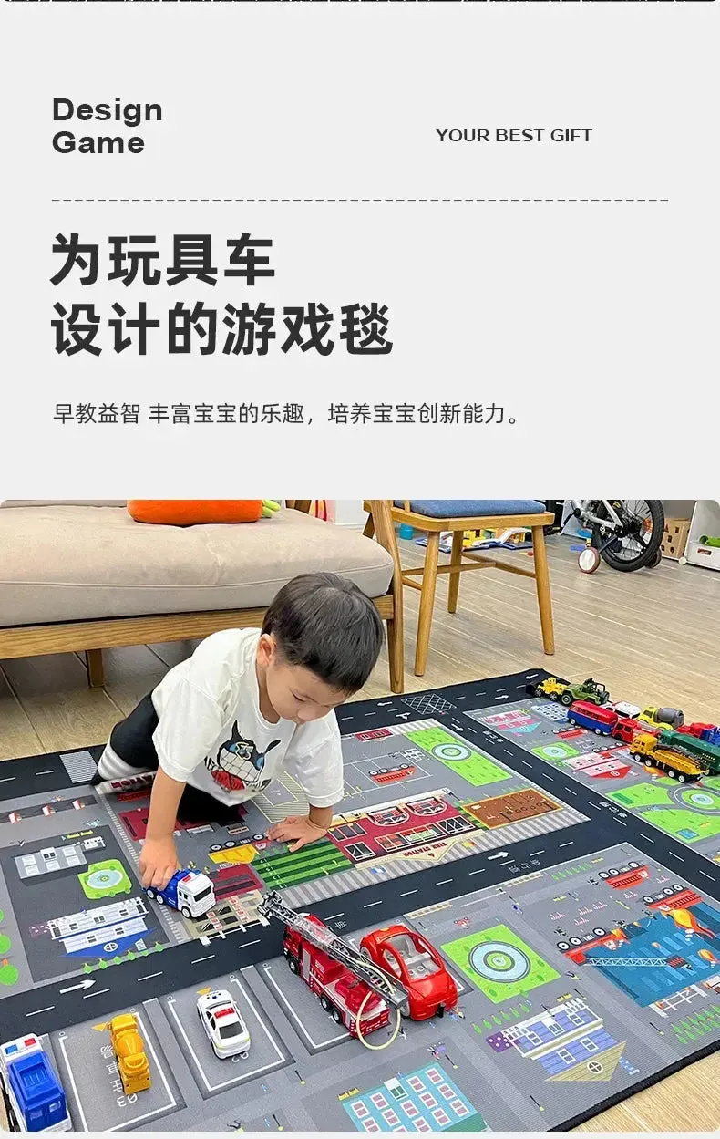 Thickened Cartoon Crawling Carpet for Kids - Drop-Resistant Play Mat for Reading and Parking Area