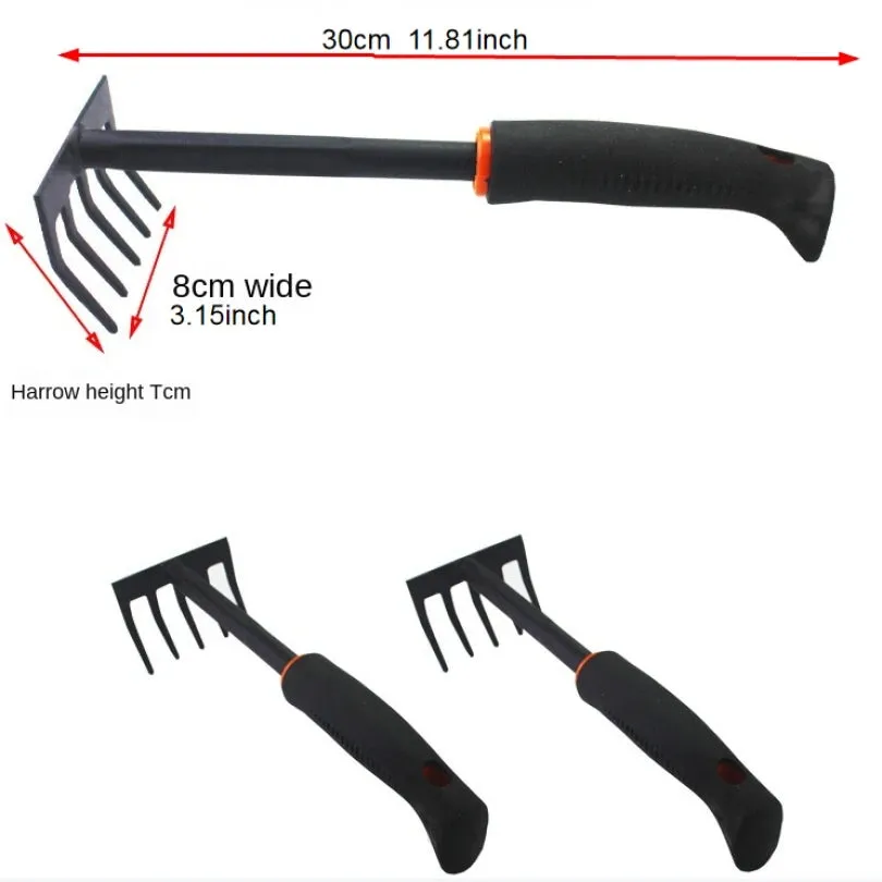 Thickened Garden Rake Anti-Rust Five Tooth Rake for Loosening Soil Weeding Gardening Tool, Durable Five Claw Soil Rake