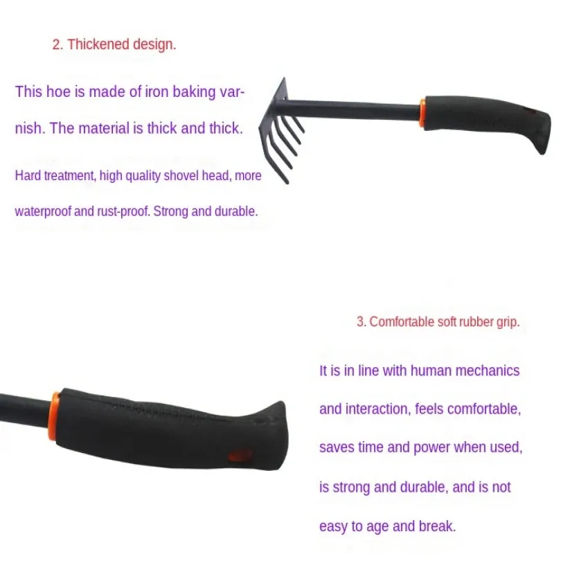 Thickened Garden Rake Anti-Rust Five Tooth Rake for Loosening Soil Weeding Gardening Tool, Durable Five Claw Soil Rake