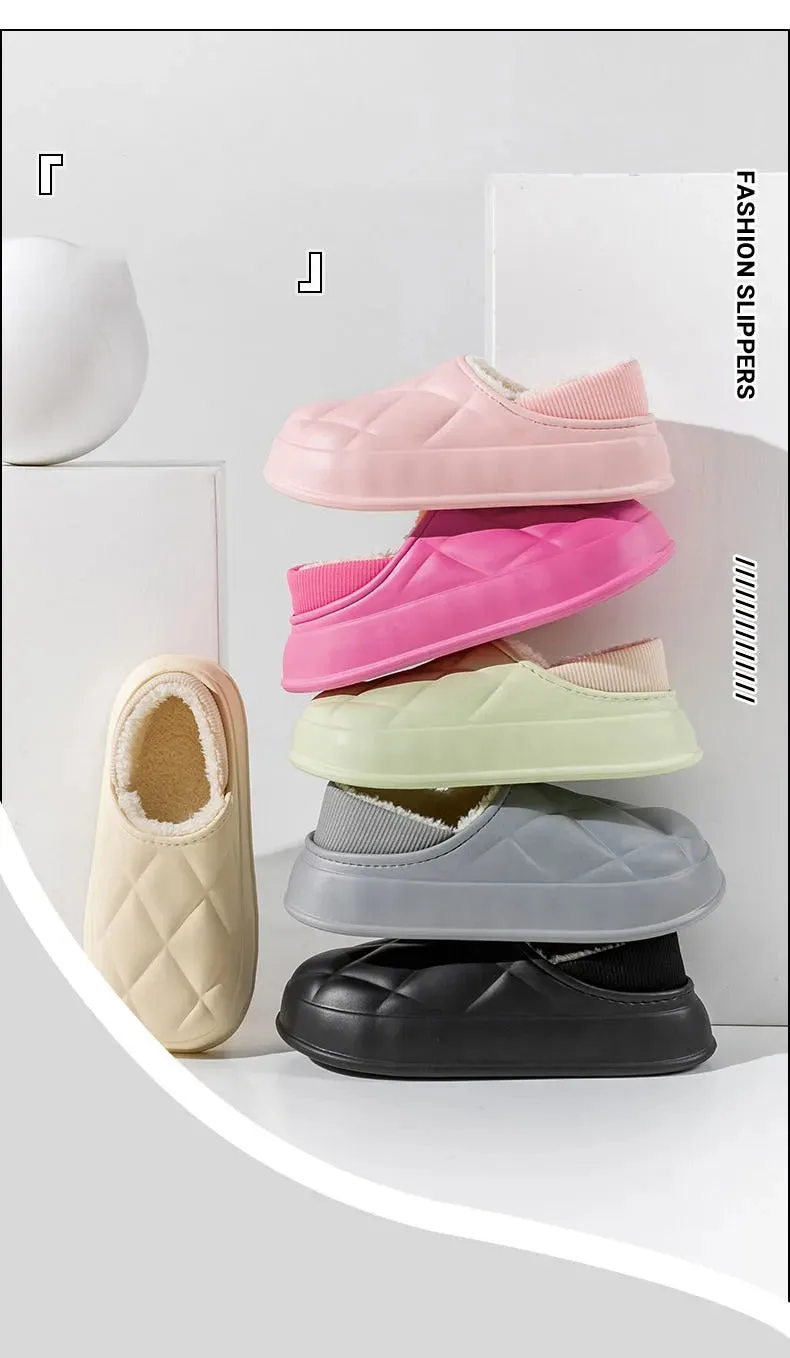Thickened waterproof warm cotton slippers