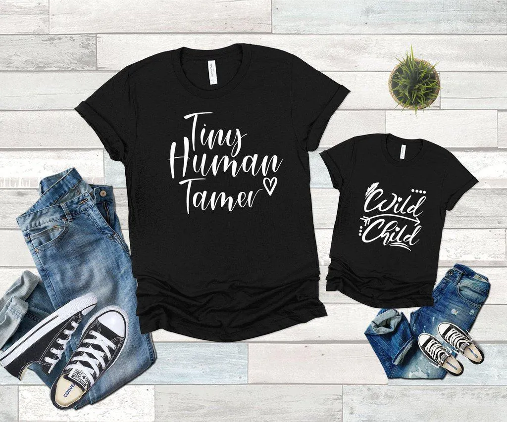Tiny Human Tamer Wild Child Family Shirts
