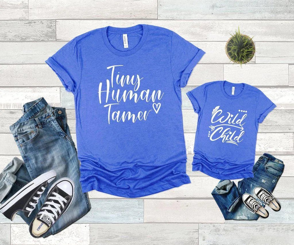 Tiny Human Tamer Wild Child Family Shirts