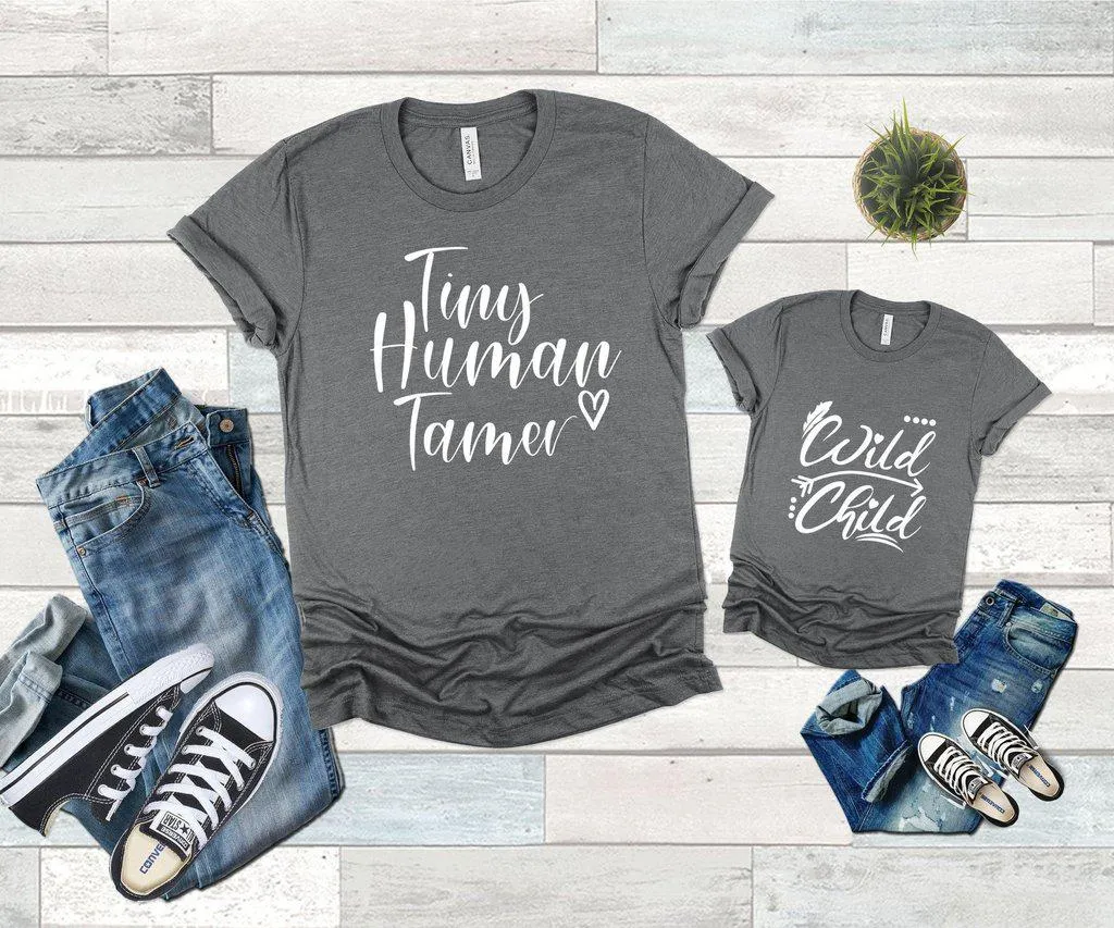 Tiny Human Tamer Wild Child Family Shirts