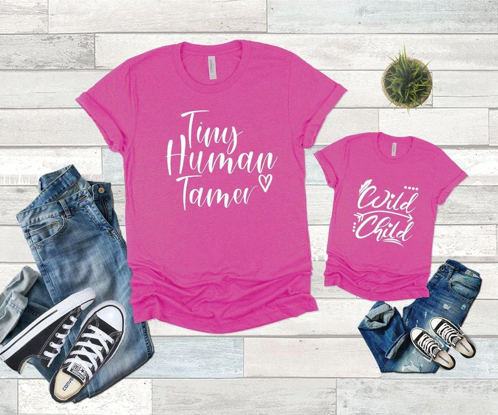 Tiny Human Tamer Wild Child Family Shirts