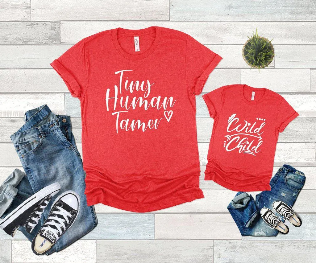 Tiny Human Tamer Wild Child Family Shirts