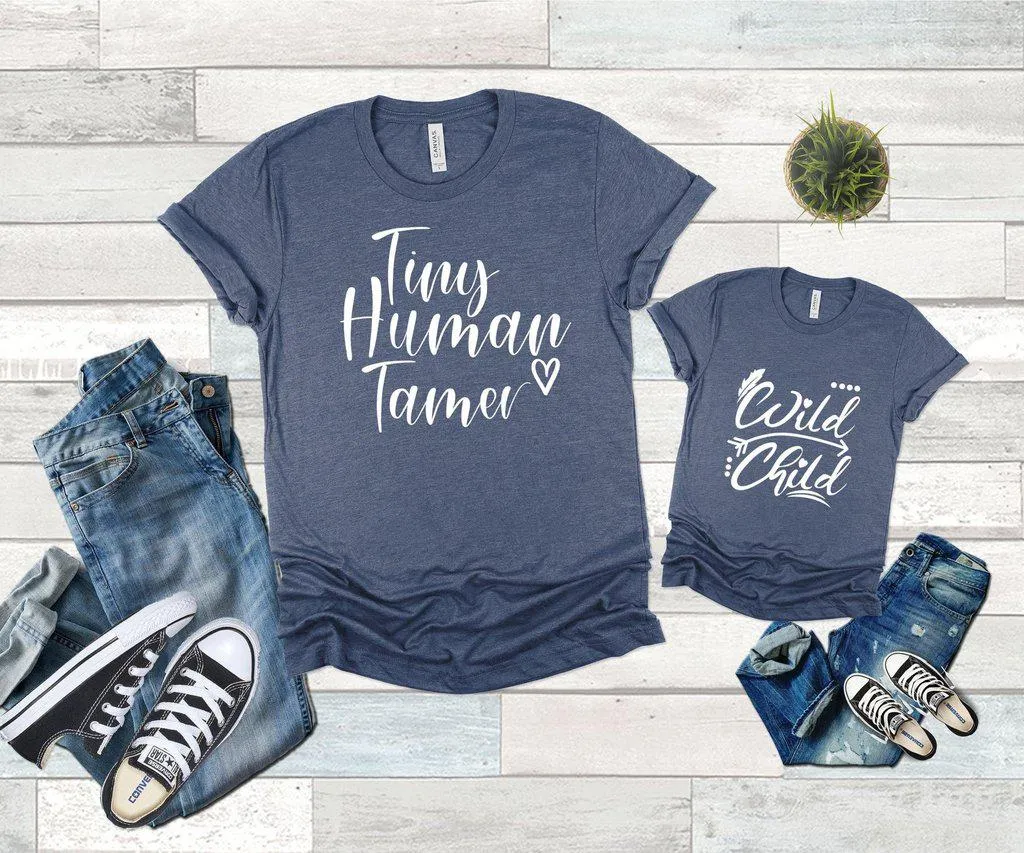 Tiny Human Tamer Wild Child Family Shirts
