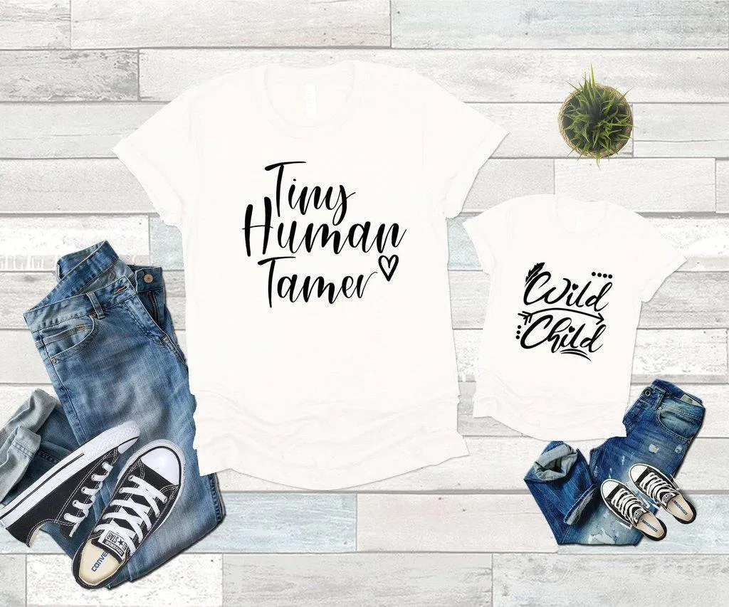 Tiny Human Tamer Wild Child Family Shirts