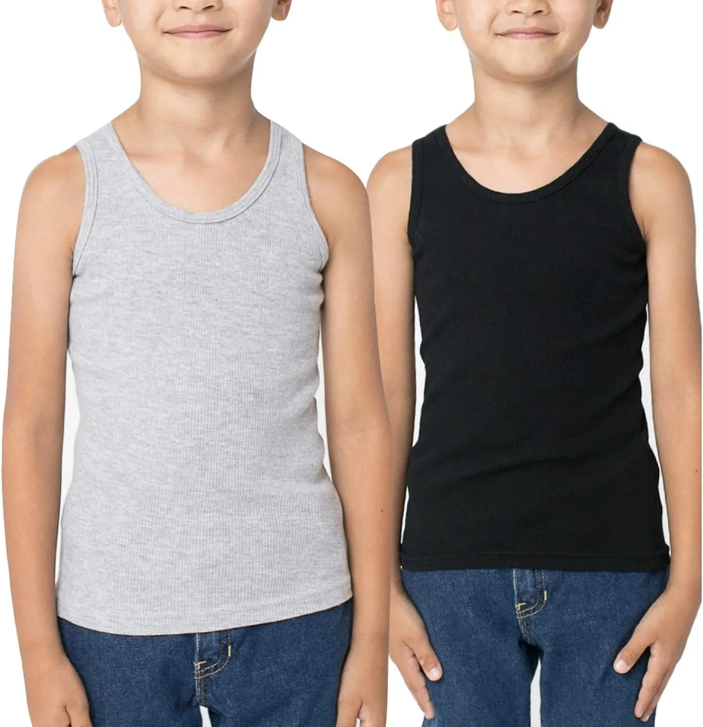 ToBeInStyle Boy's Pack of 3 or 6 Basic Cotton and Cotton Blend A-Shirts