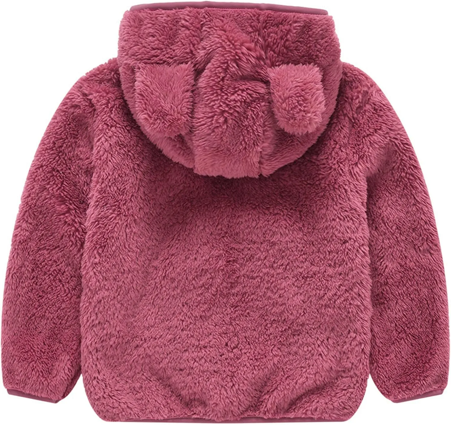Toddler Baby Bear Ears Fleece Hooded Jacket Boy Girl Fuzzy Teddy Coat Zip up Hoodie Sweatshirt Winter Warm Outwear
