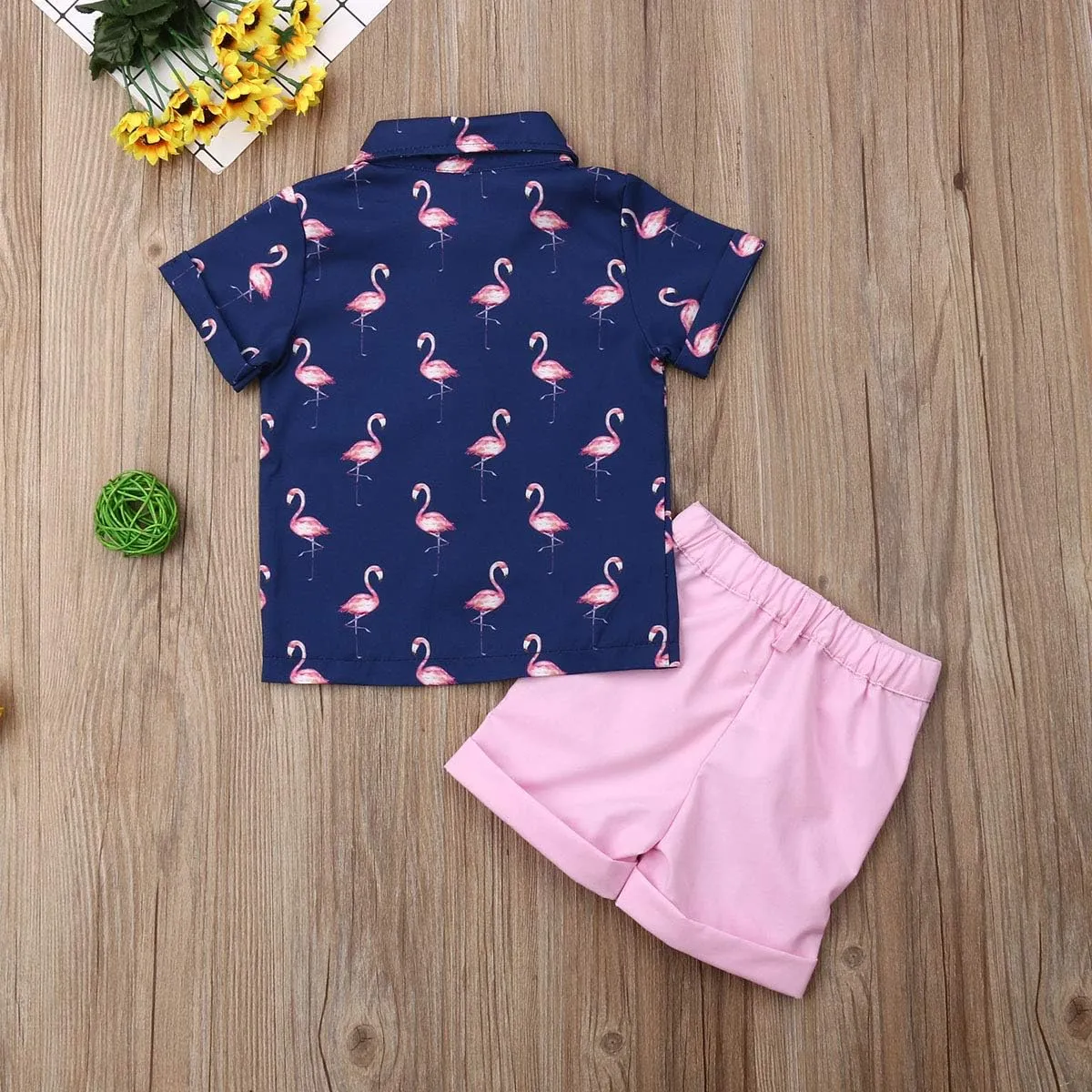 Toddler Baby Boys Summer Shorts Set Floral Outfits Button Down Shirt Top Bermuda Shorts Hawaiian Clothes 2 PCS
