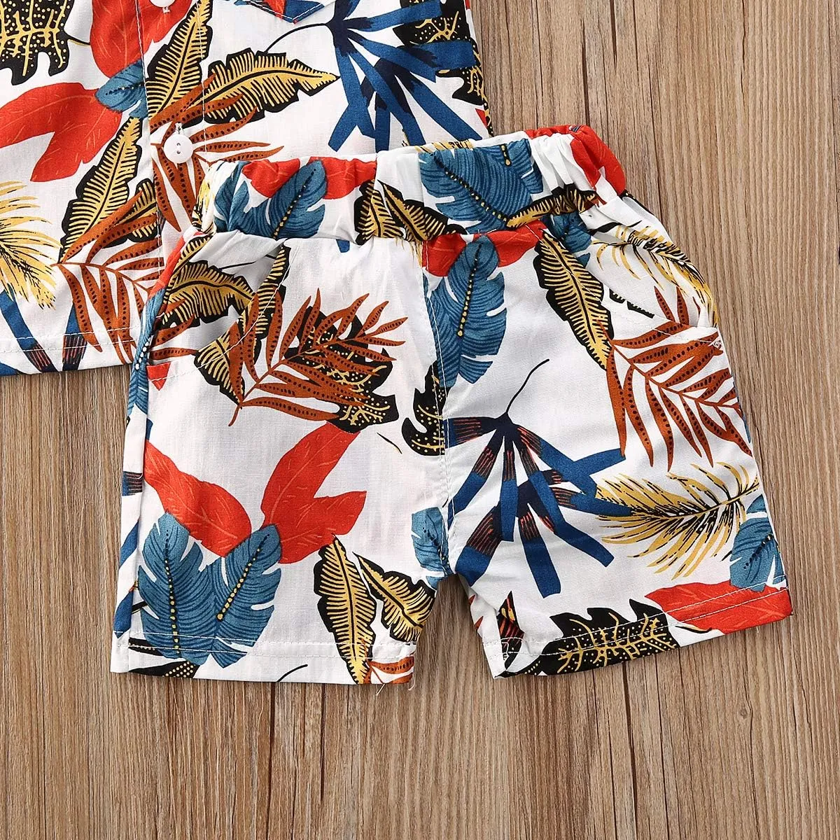 Toddler Baby Boys Summer Shorts Set Floral Outfits Button Down Shirt Top Bermuda Shorts Hawaiian Clothes 2 PCS