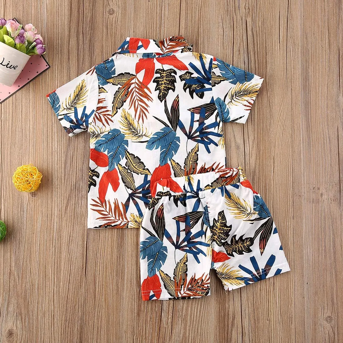 Toddler Baby Boys Summer Shorts Set Floral Outfits Button Down Shirt Top Bermuda Shorts Hawaiian Clothes 2 PCS
