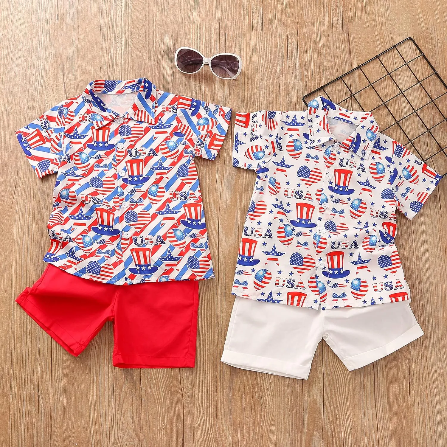 Toddler Baby Boys Summer Shorts Set Floral Outfits Button Down Shirt Top Bermuda Shorts Hawaiian Clothes 2 PCS