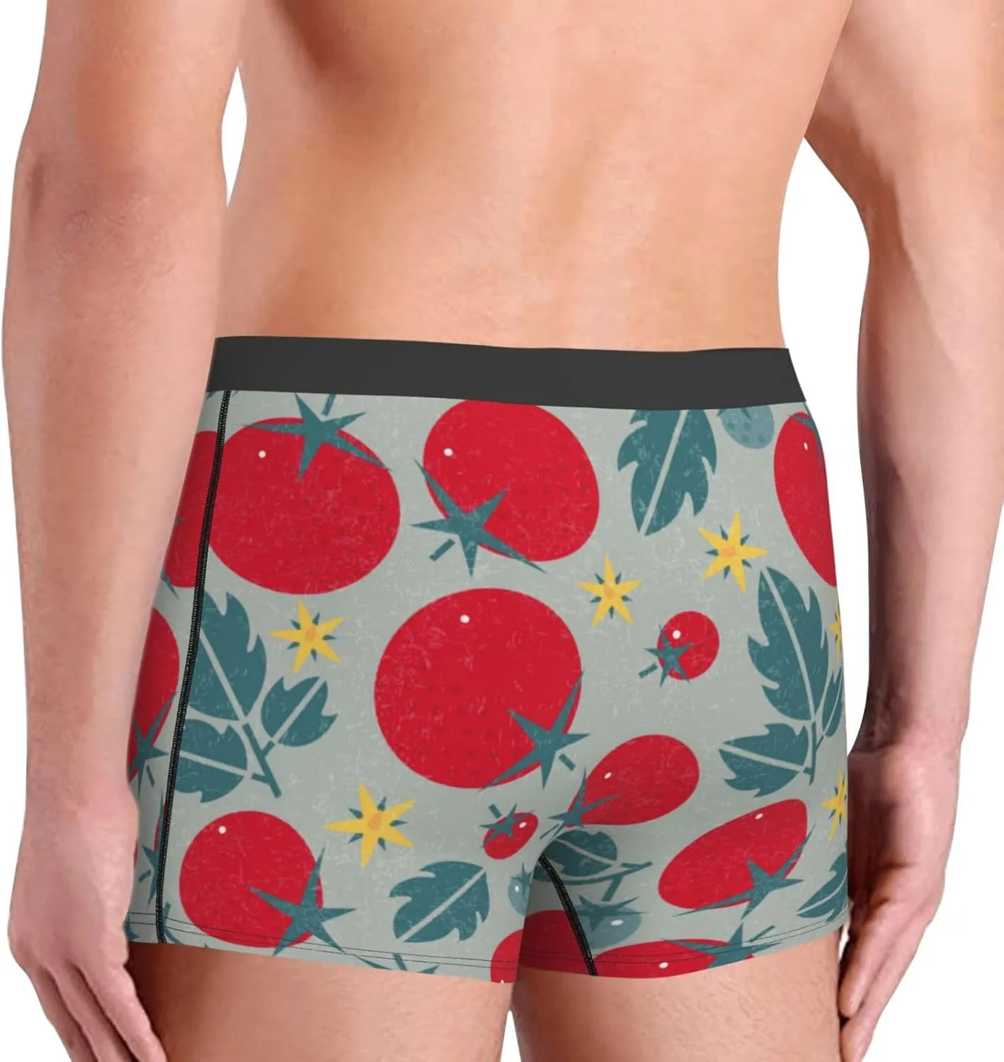 Tomato Print Boxer Briefs For Men Breathable Underwear-