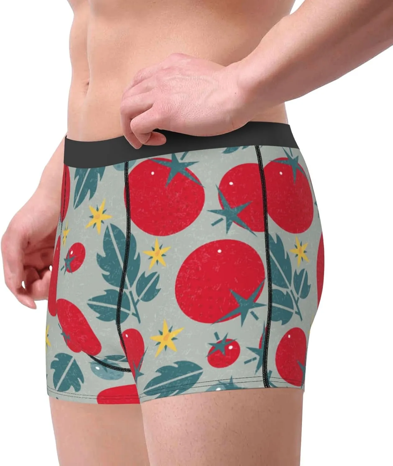 Tomato Print Boxer Briefs For Men Breathable Underwear-