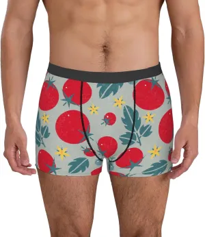 Tomato Print Boxer Briefs For Men Breathable Underwear-