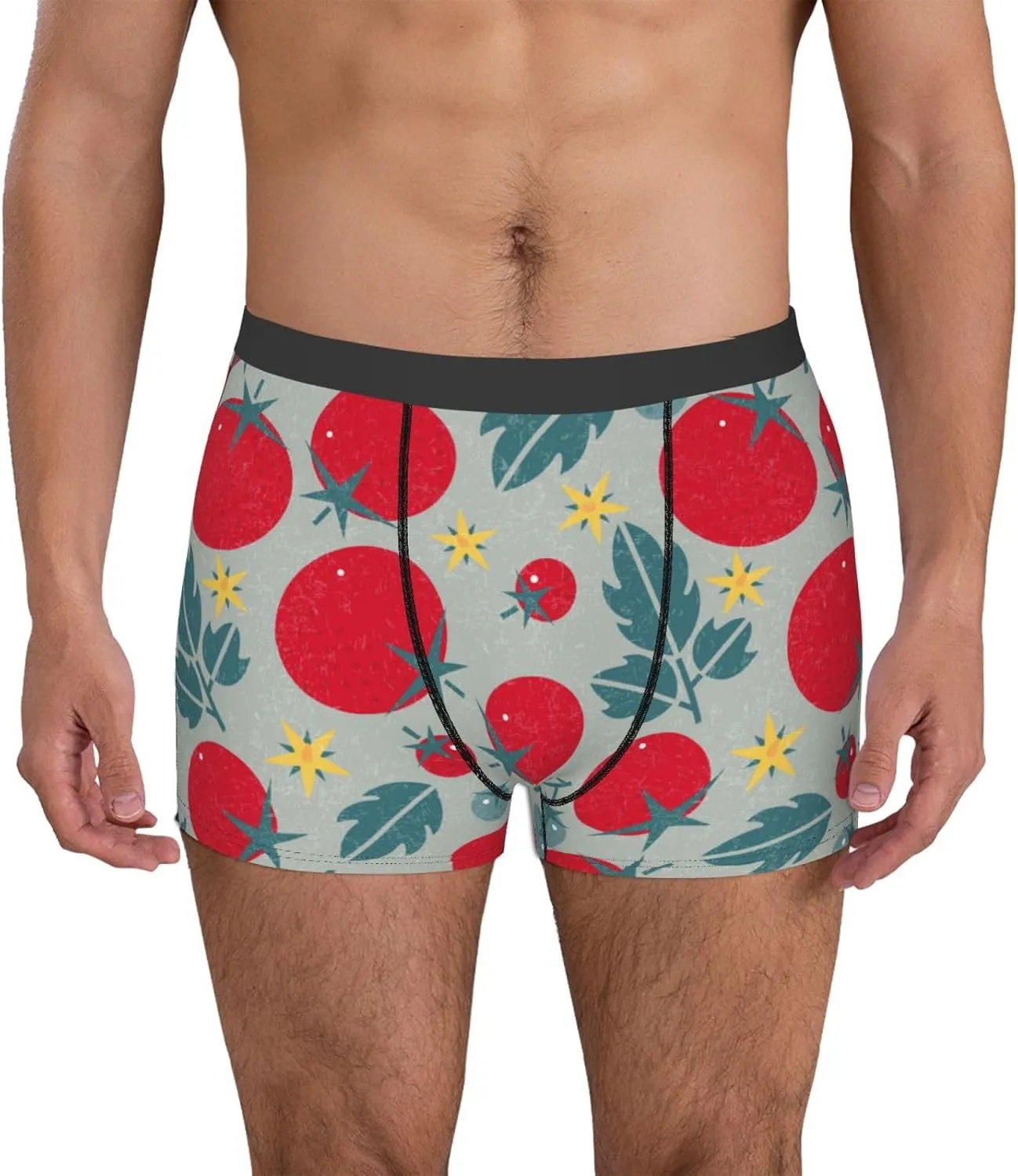 Tomato Print Boxer Briefs For Men Breathable Underwear-