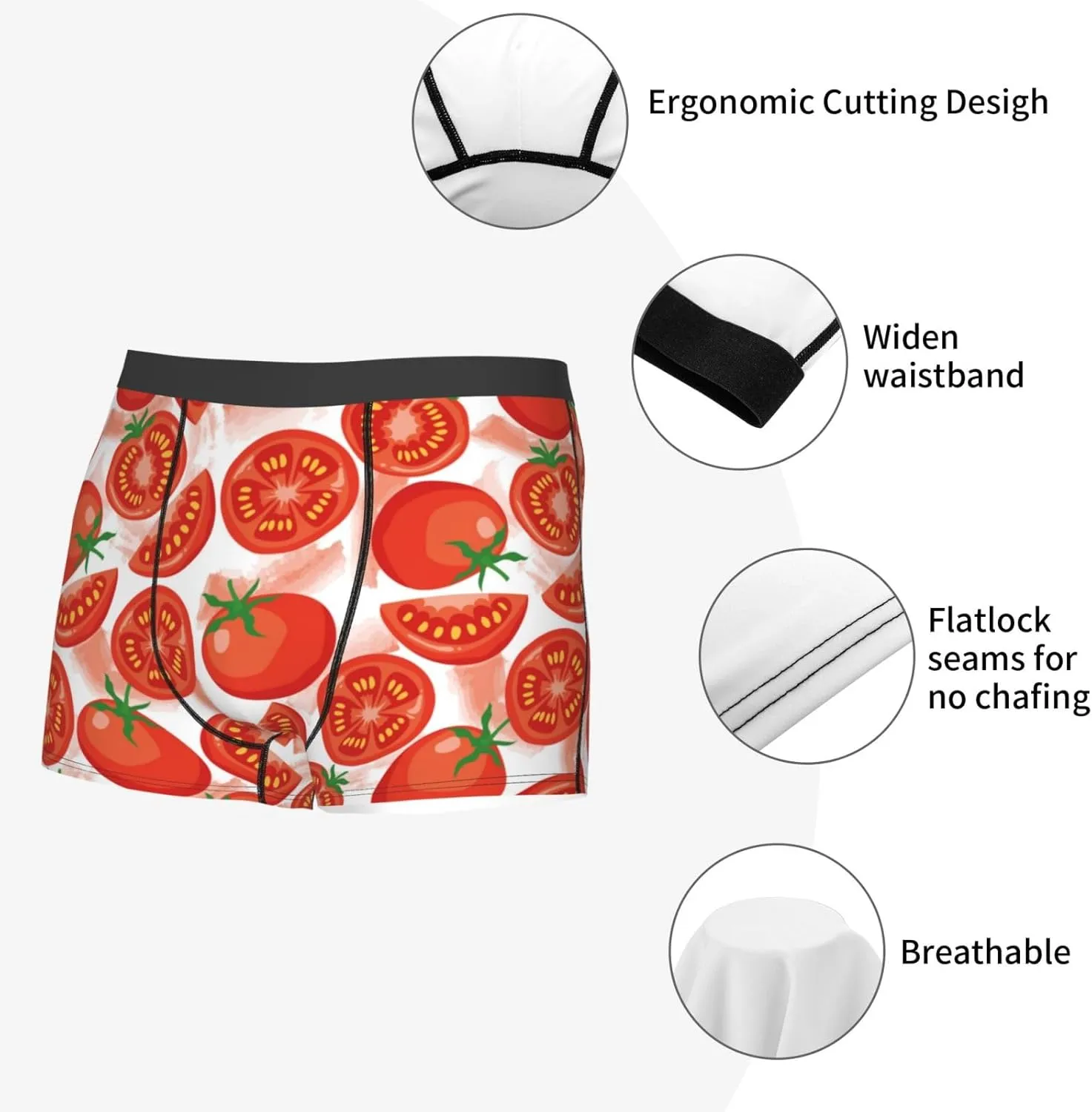 Tomatoes Print Boxer Briefs For Men Breathable Underwear-