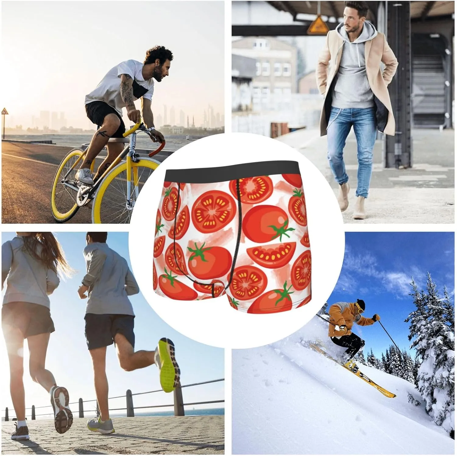 Tomatoes Print Boxer Briefs For Men Breathable Underwear-