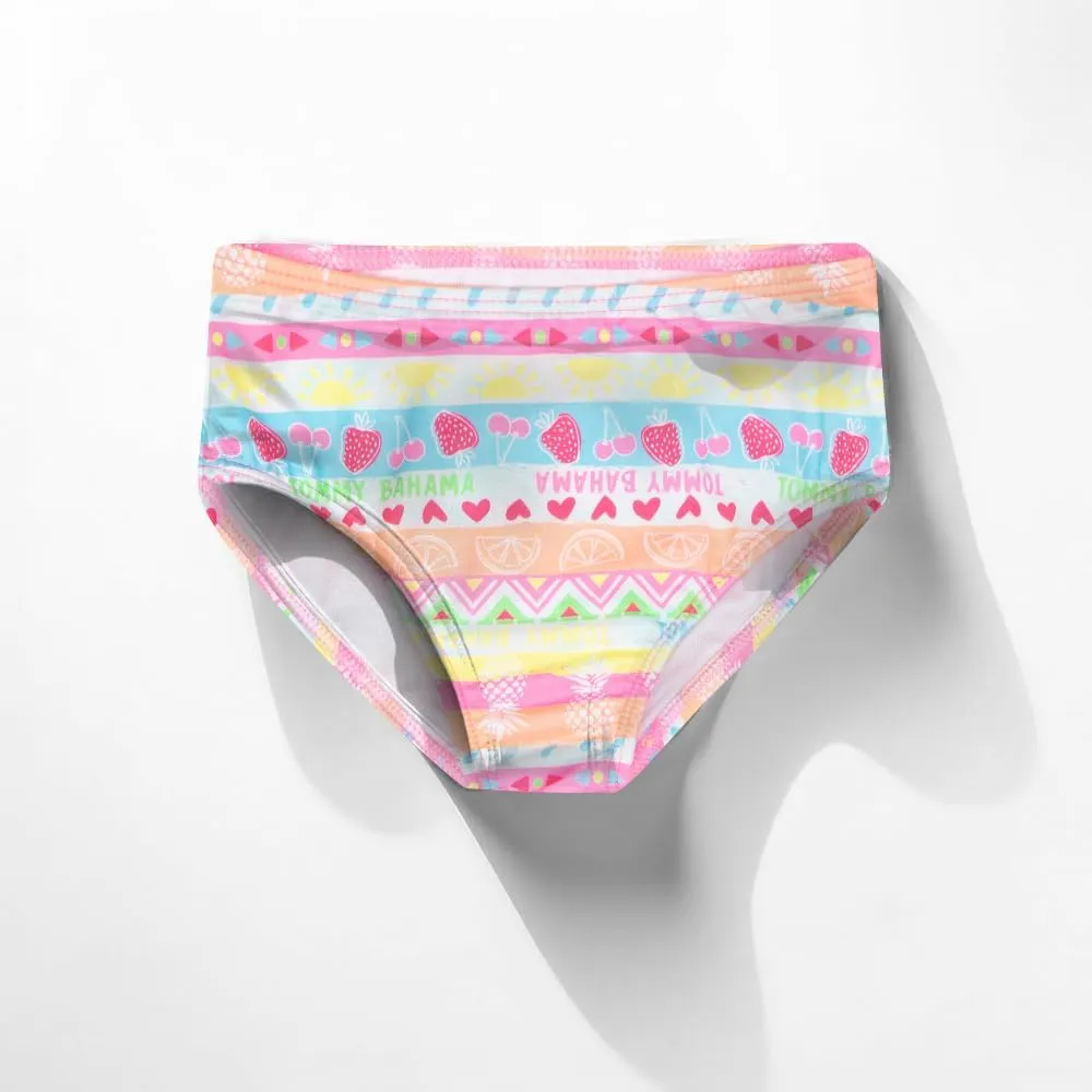 Tommy Bahama Girls 2-Piece Swimsuit Set, Long-Sleeved Rash Guard and Bikini Bottoms, Quick-Drying Swimwear for Kids