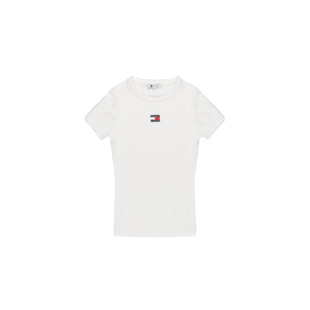 Tommy Hilfiger Jeans Cream Cotton Rigenerato Tops & T-Shirt