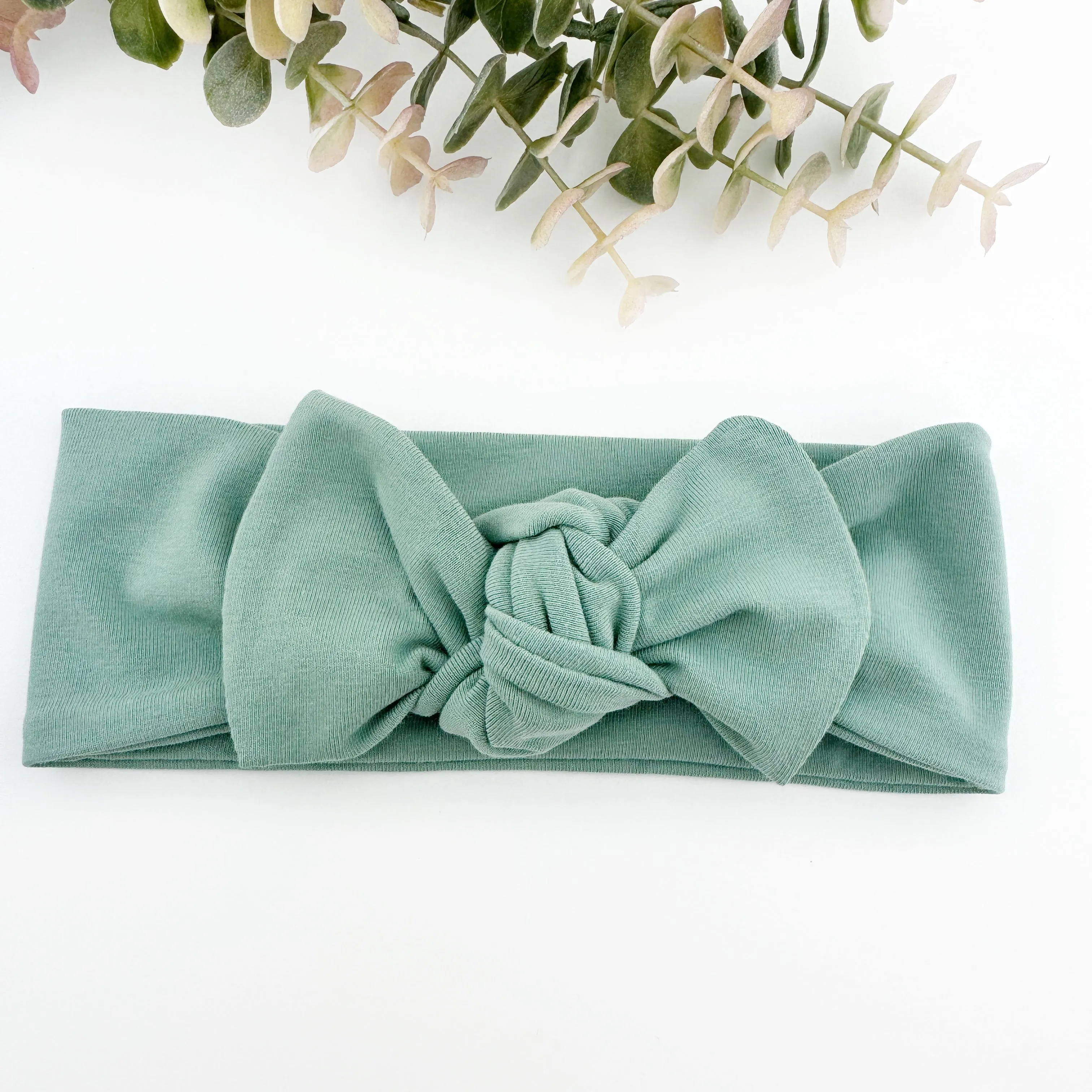 Top Knot Headband -  Sage Green - NEWBORN TO ADULT