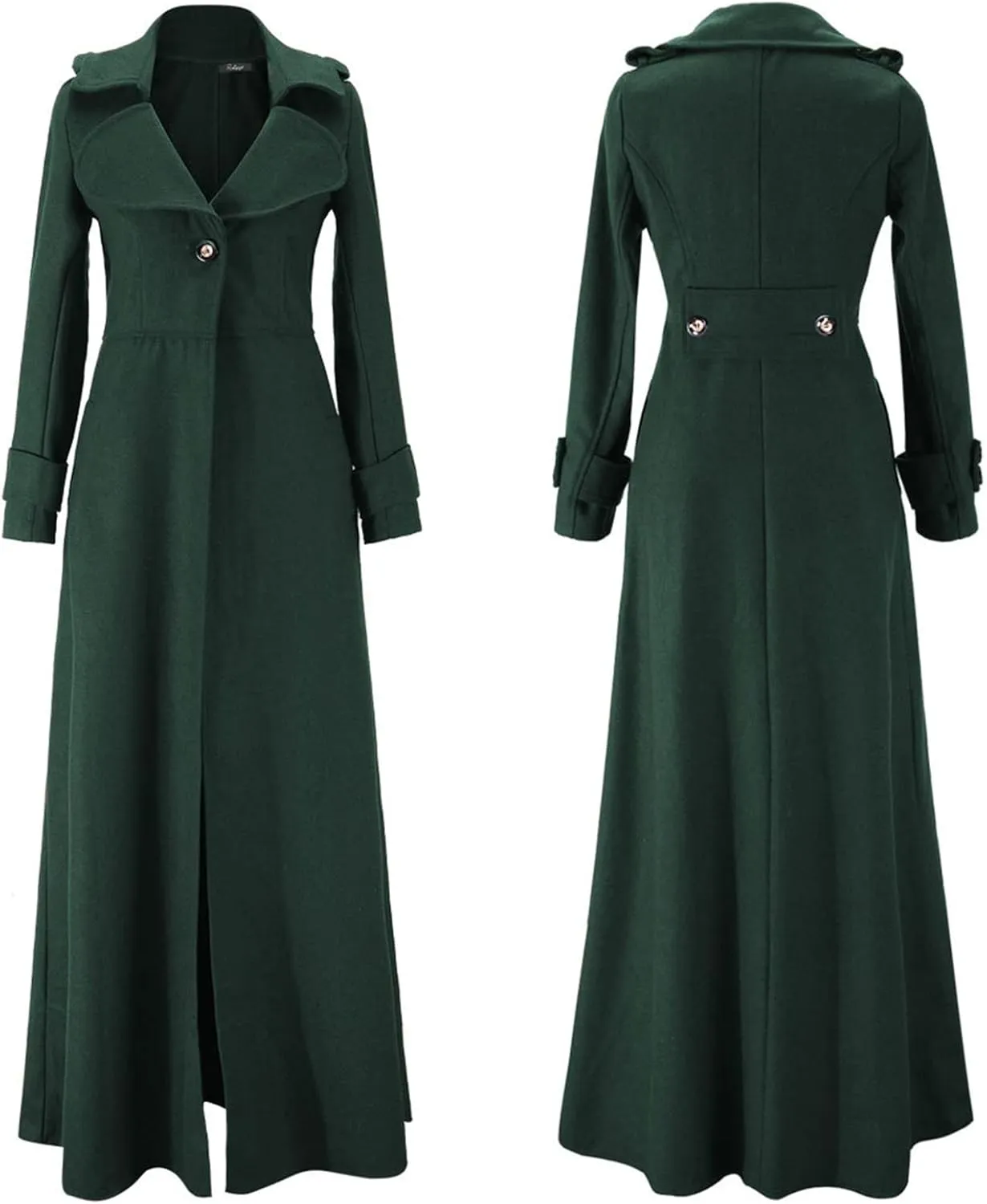 tuduoms Long Coats for Women Wool Coat Notch Lapel Long Trench Coat Full Length Maxi Long Overcoat Winter Long Outwear