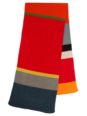 Uneven Stripe Brushed Blanket Scarf Poppy