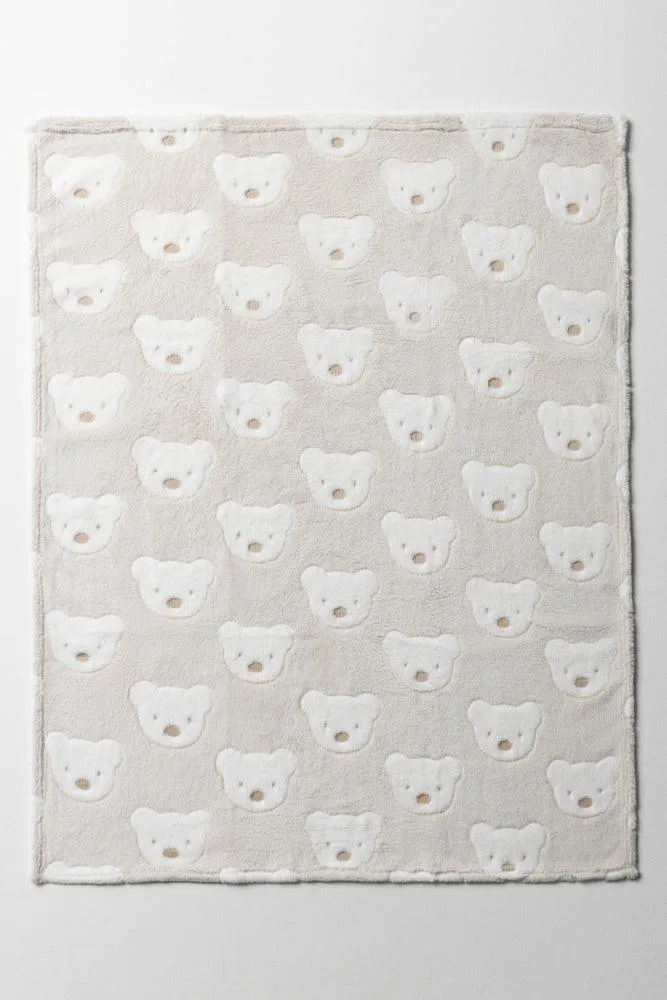 Uni Printed Coral Fleece Blanket White