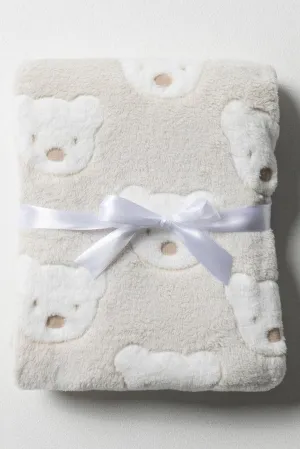 Uni Printed Coral Fleece Blanket White