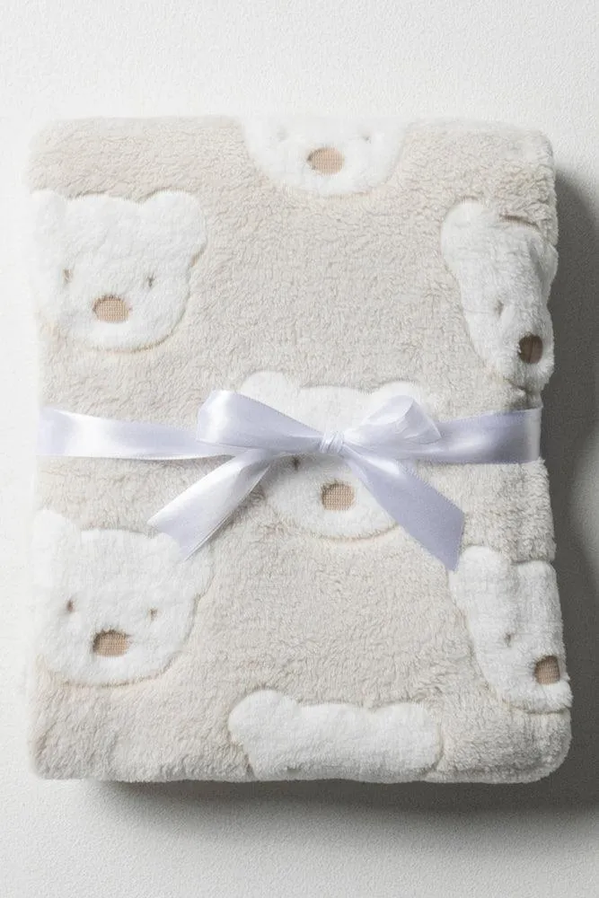 Uni Printed Coral Fleece Blanket White