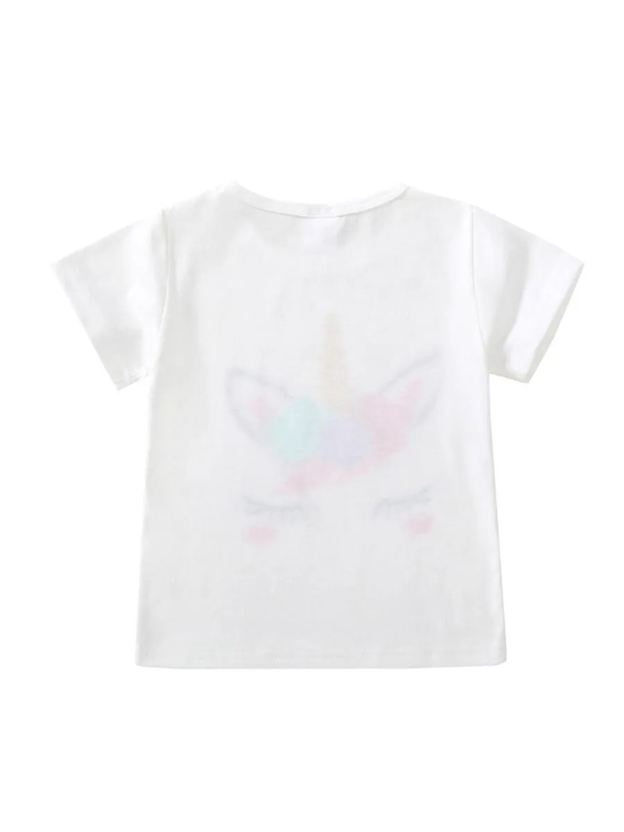 Unicorn Cotton T-shirt For Baby Toddler Girls