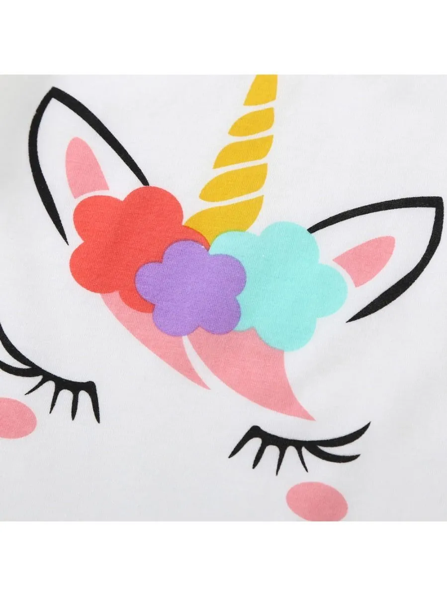 Unicorn Cotton T-shirt For Baby Toddler Girls