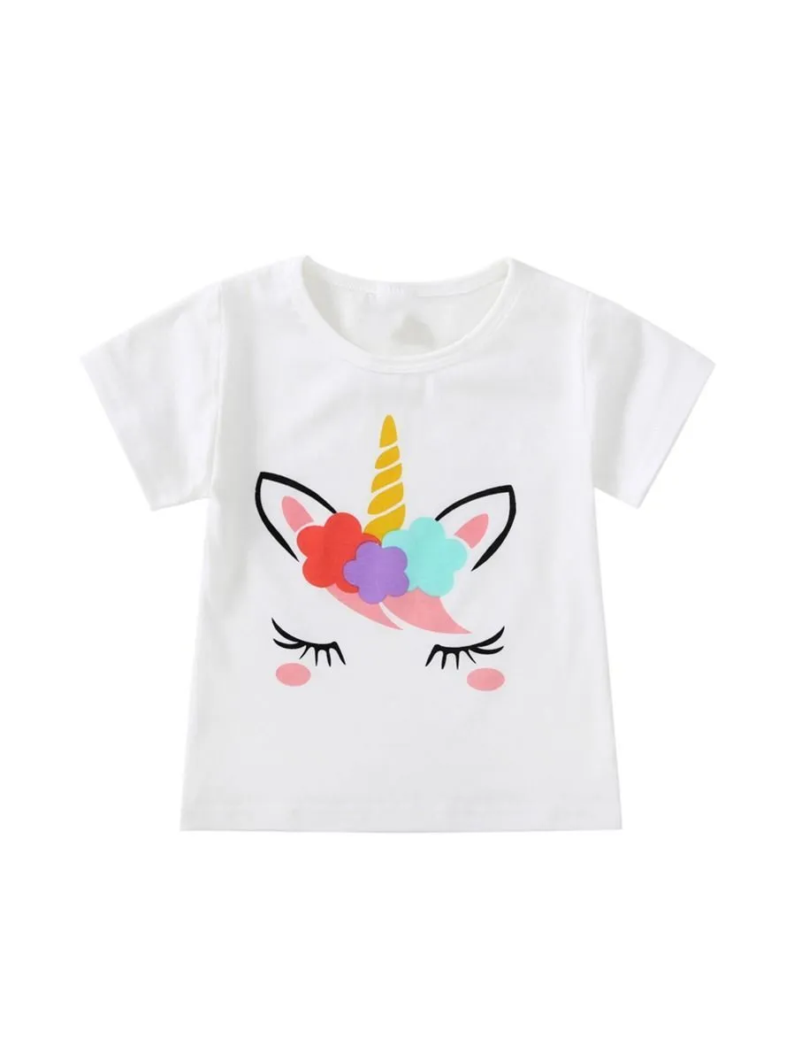 Unicorn Cotton T-shirt For Baby Toddler Girls