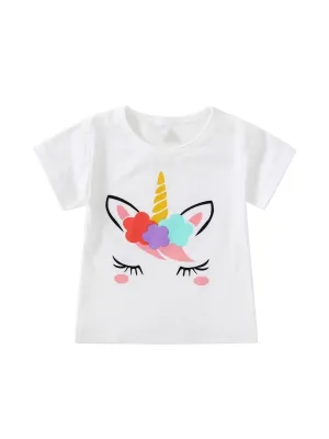 Unicorn Cotton T-shirt For Baby Toddler Girls