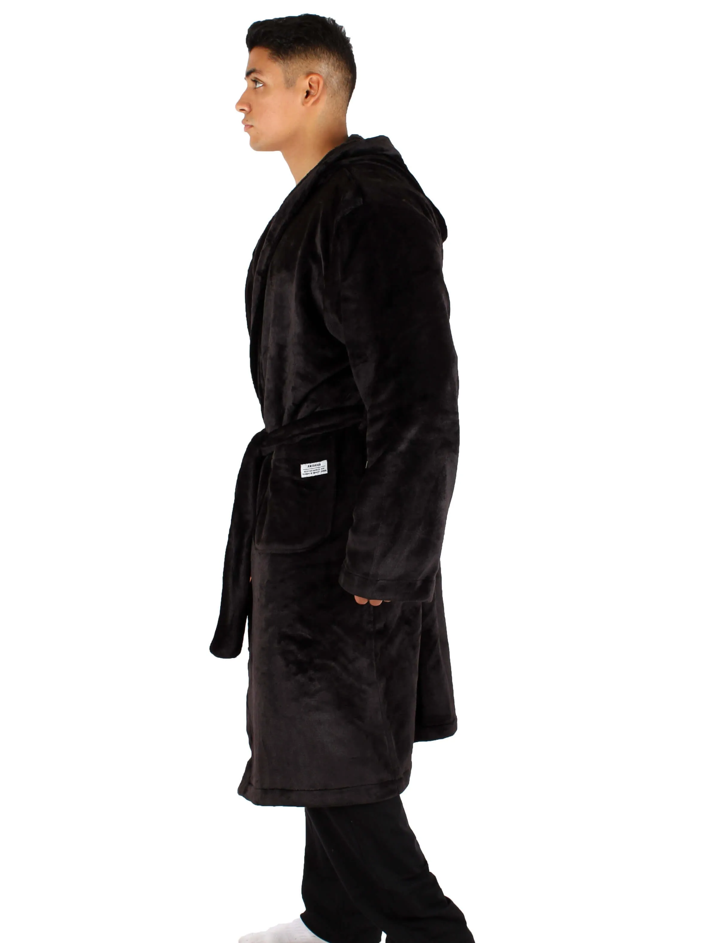Unisex Fleece Winter Robe Men- Black
