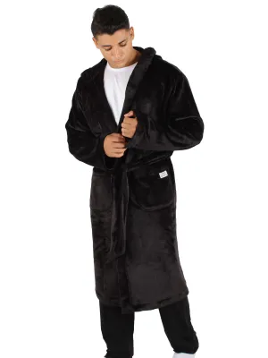 Unisex Fleece Winter Robe Men- Black