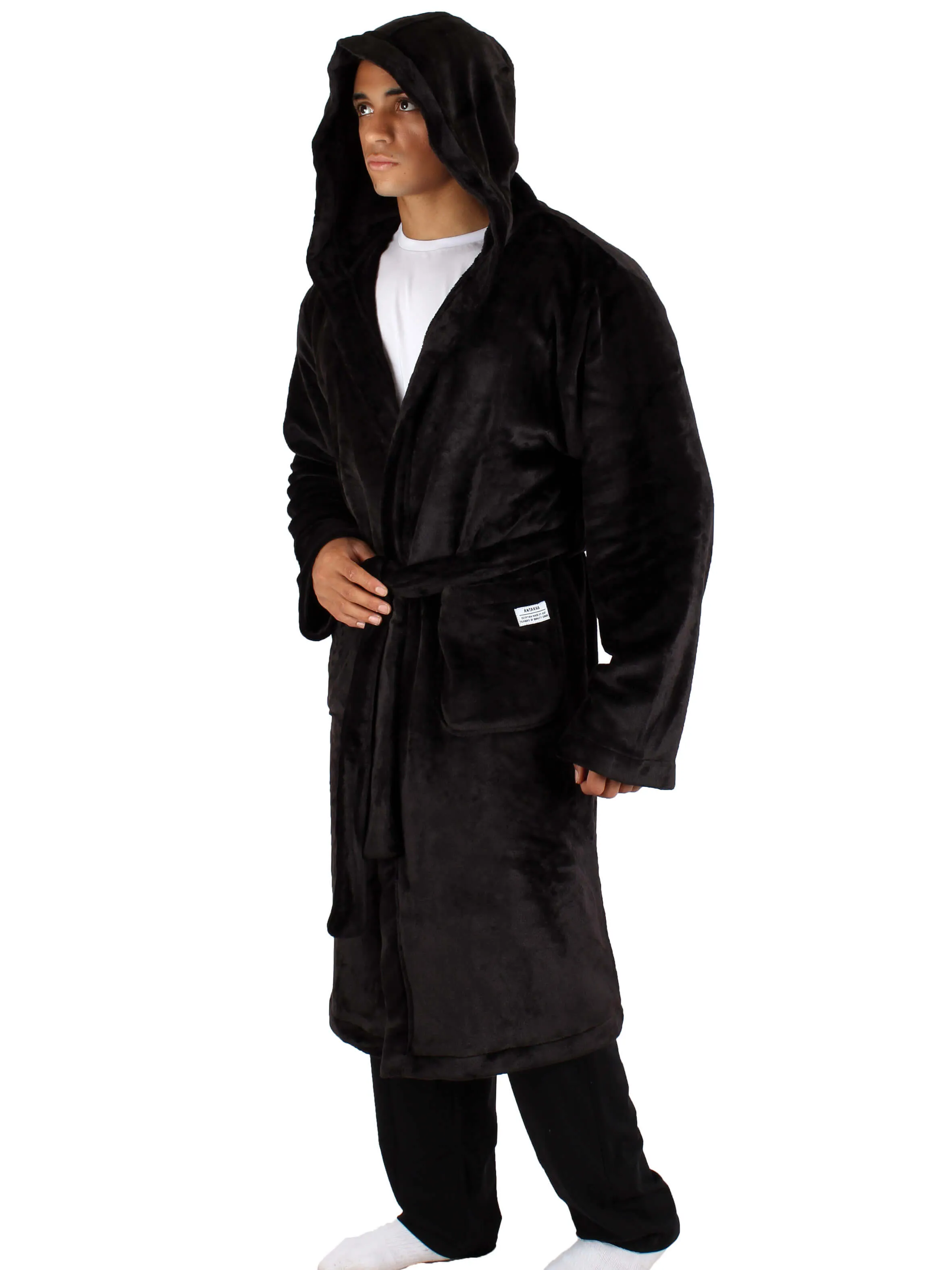 Unisex Fleece Winter Robe Men- Black
