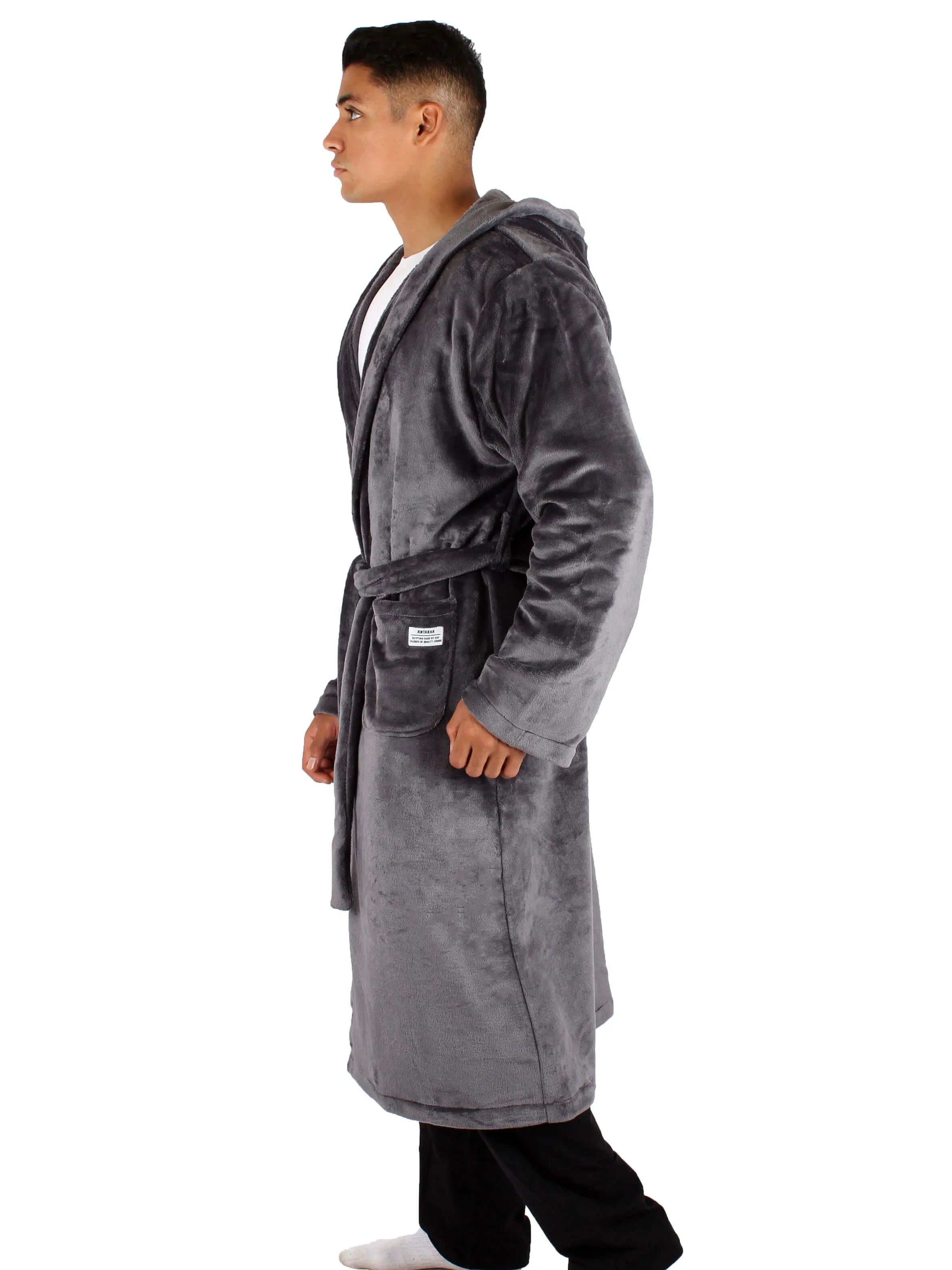 Unisex Fleece Winter Robe Men- Dark Gray