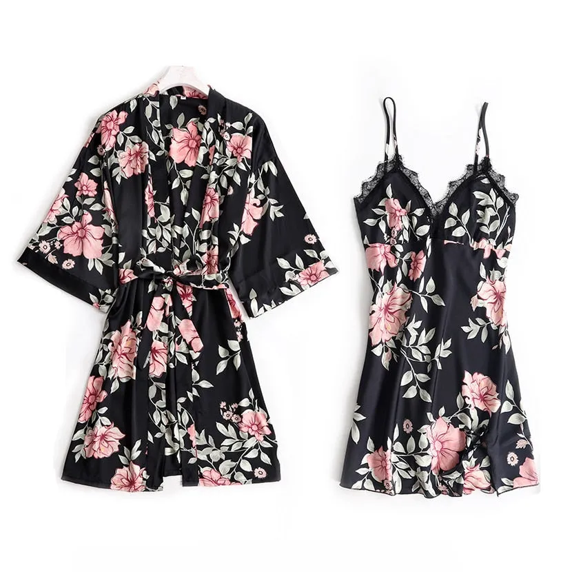 V-Neck Lace Sleepwear Sexy Nightie