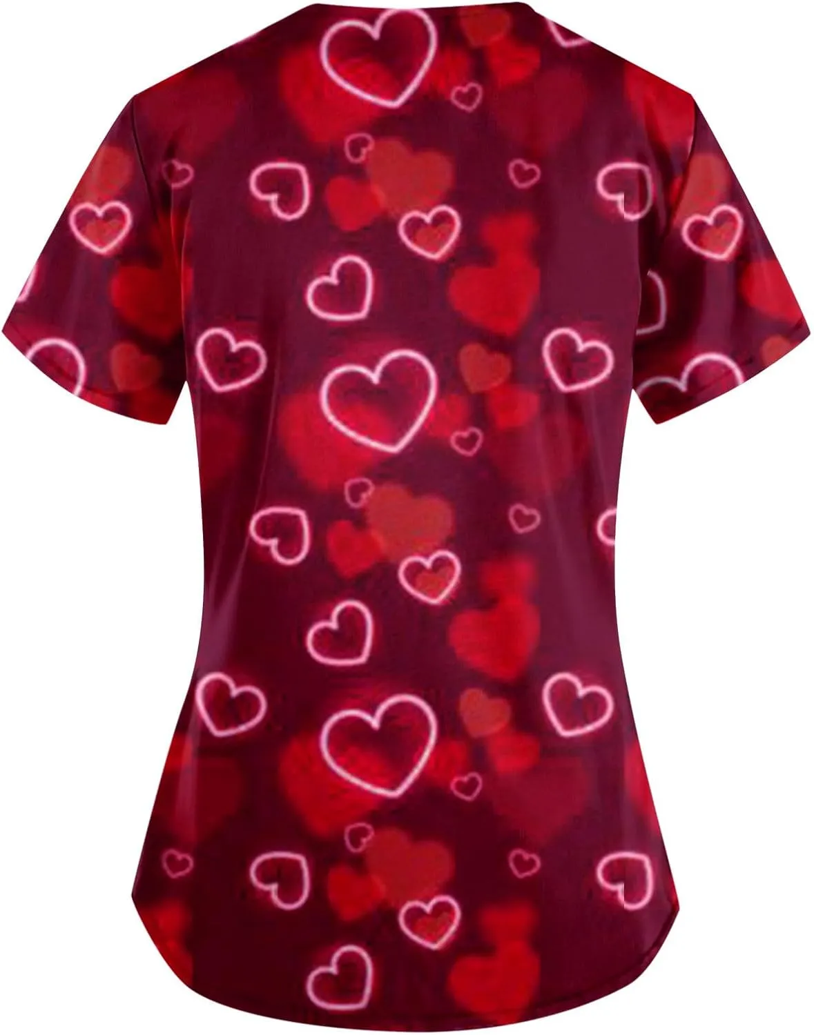 Valentine Scrub Tops Women Love Print V Neck Tee Scrub Top Working Uniform Tshirts Blouses with Pockets
