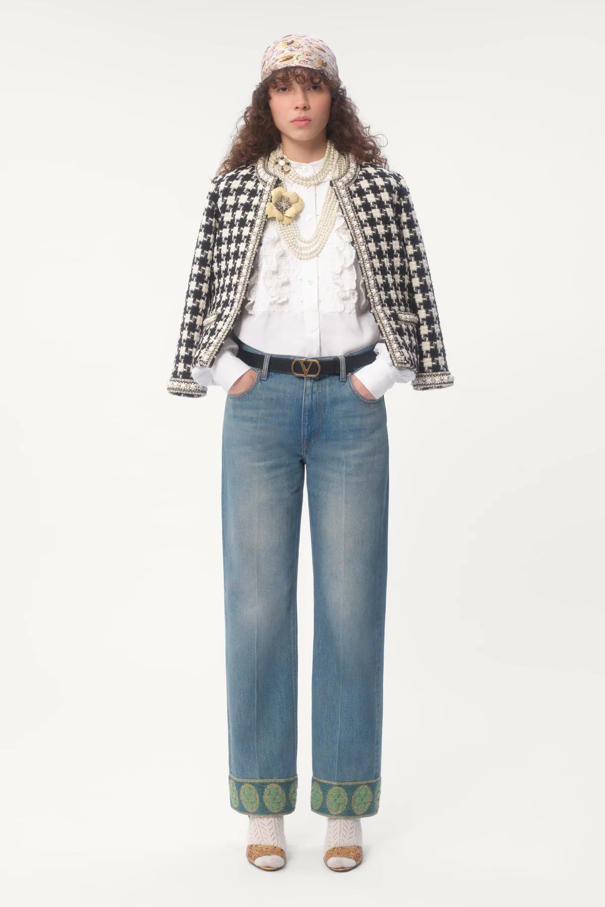 VALENTINO | EMBROIDERED COTTON AND LINEN TOP