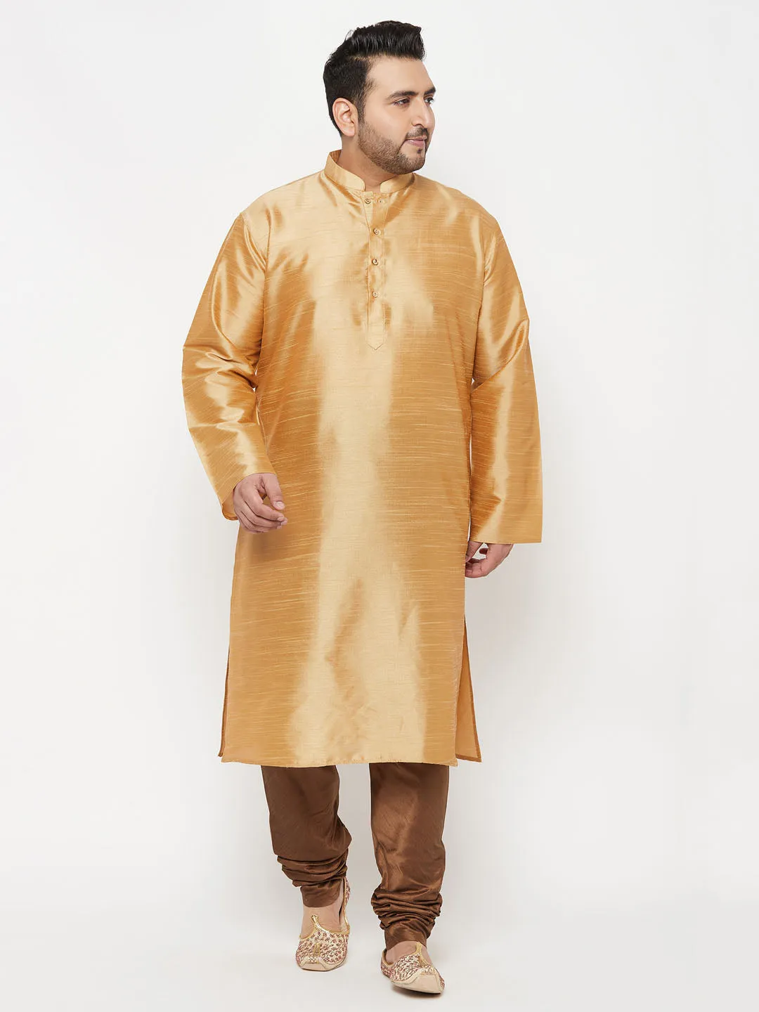 VASTRAMAY Men's Coffee Cotton Silk Pyjama