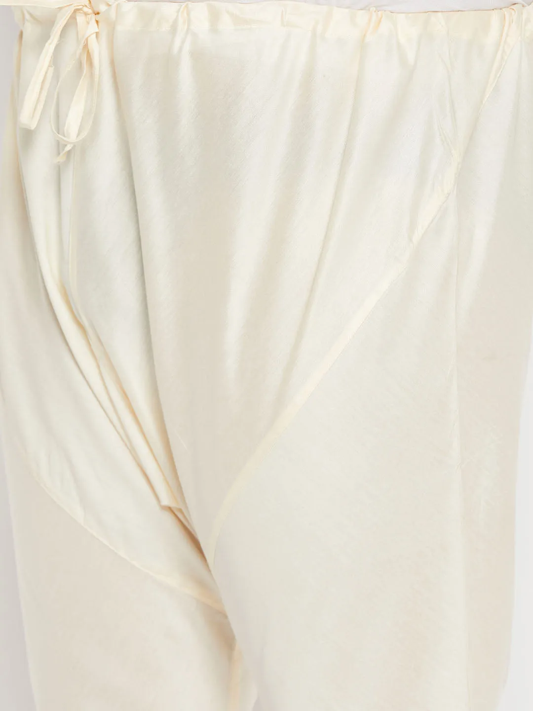 VASTRAMAY Men's Cream Viscose Churidar